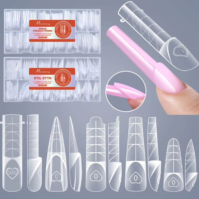 Nail Tip Poly Gel Form Extension Space French Almond #5/9882-9