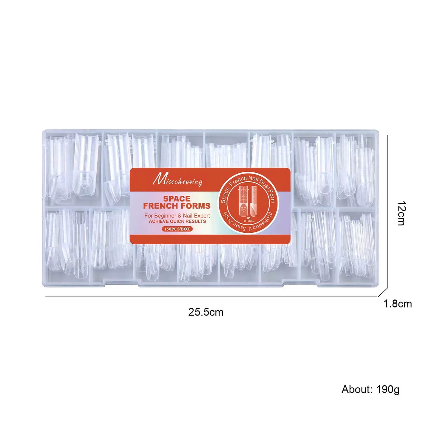 Nail Tip Poly Gel Form Extension Space French Coffin #4/1274-9