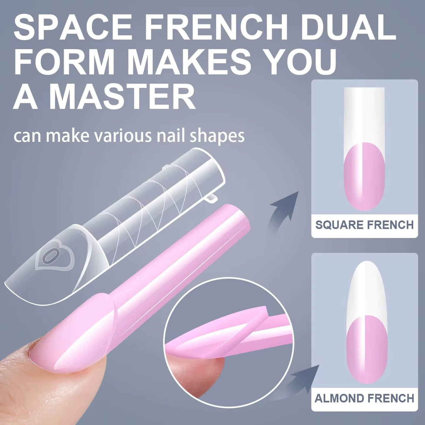 Nail Tip Poly Gel Form Extension Space French Coffin #4/1274-9