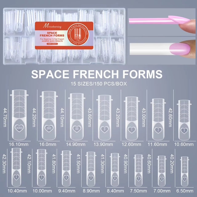 Nail Tip Poly Gel Form Extension Space French Straight Square 1 #8778-9
