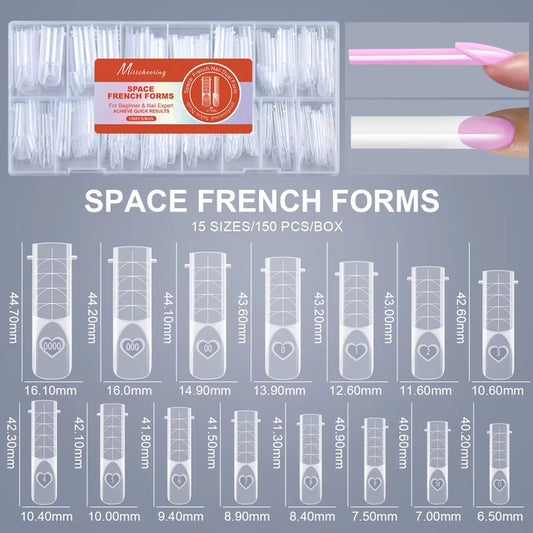Nail Tip Poly Gel Form Extension Space French Straight Square 1 #8778-9