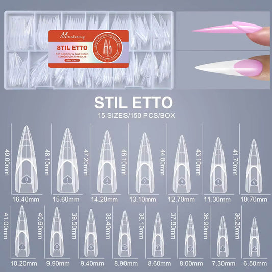 Nail Tip Poly Gel Form Extension Space French Stiletto #2/6074-9