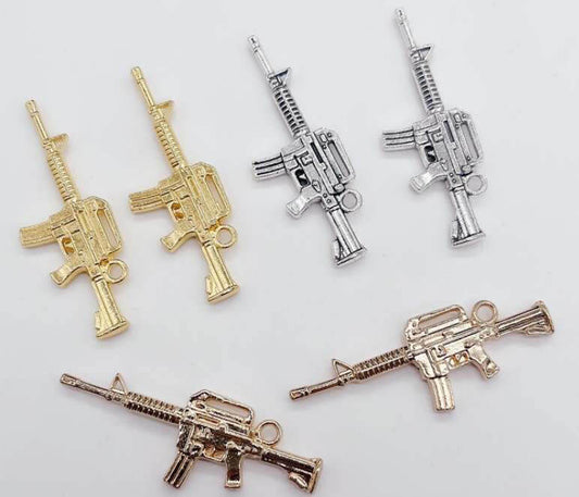 3D  Nail Charm Gold Silver Rosegold Gun Design 2pcs/bag - Premier Nail Supply 