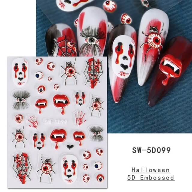 Nail Sticker 5D Halloween Bloody Eye Vampire Lips - Premier Nail Supply 