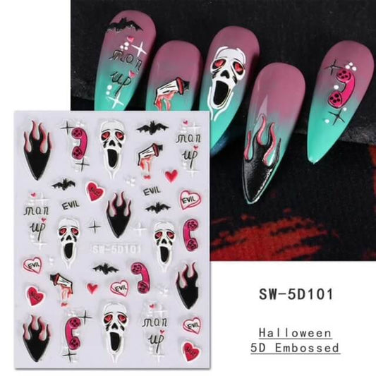 Nail Sticker 5D Halloween Evil Skull - Premier Nail Supply 