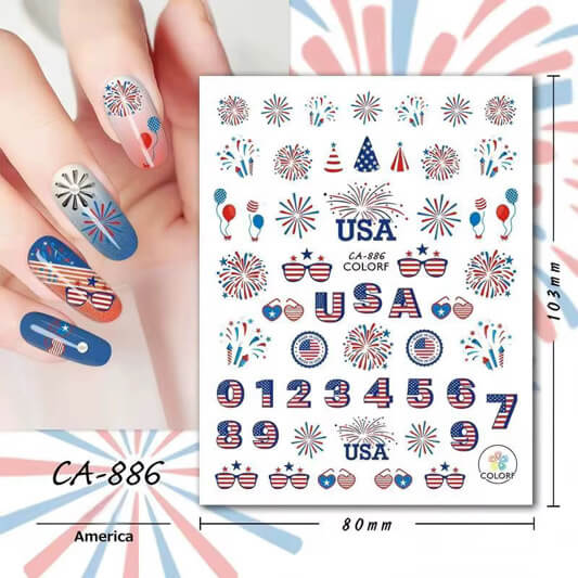 Nail Stickers 4th of July #CA886