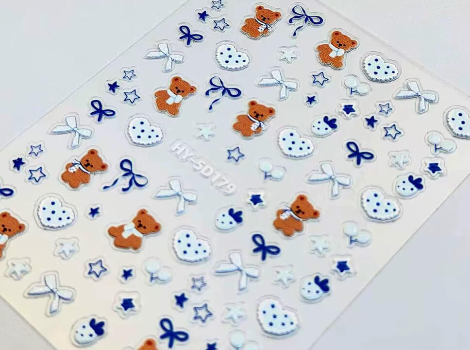 Nail Sticker 5D Bear,Heart #HY5D179