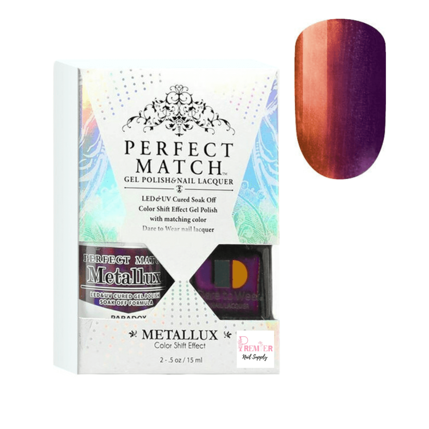 LeChat Prefect Match Metalux Gel Polish & Nail Lacquer - Paradox 0.5 oz - #MLMS04 - Premier Nail Supply 