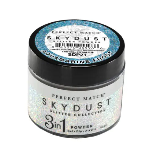LeChat Perfect Match Sky Dust Dip Powder - Aquamarine Frost 0.5 oz - #SDP21 - Premier Nail Supply 