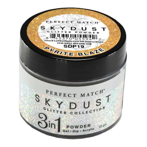 LeChat Perfect Match Sky Dust Dip Powder - Pyrite Blaze 0.5 oz - #SDP19 - Premier Nail Supply 