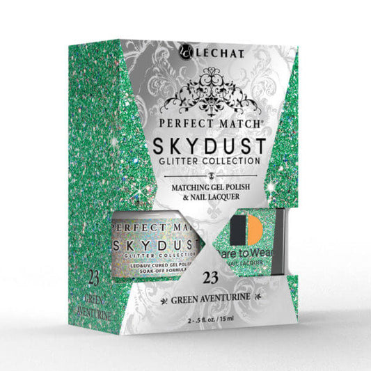 LeChat Perfect Match Sky Dust Gel Polish - Green Aventurine 0.5 oz -# SDMS23 - Premier Nail Supply 