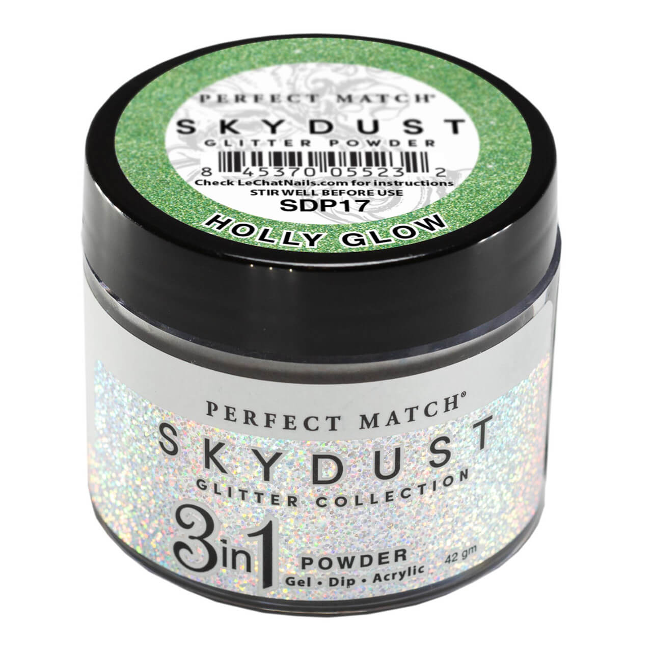 LeChat Perfect Match Sky Dust Glitter Powder - Holly Glow 1.48 oz - #SDP17 - Premier Nail Supply 