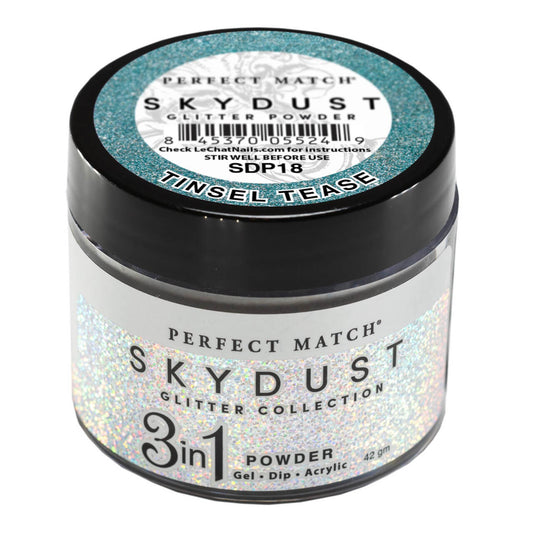 LeChat Perfect Match Sky Dust Glitter Powder - Tinsel Tease1.48 oz - #SDP18 - Premier Nail Supply 