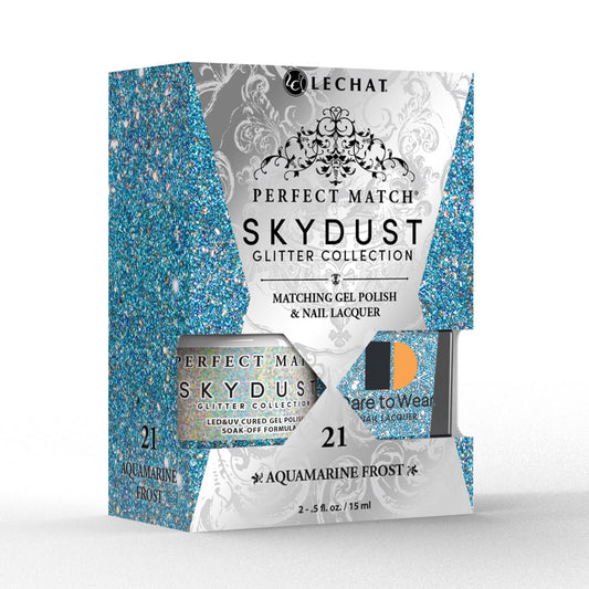 Lechat Perfect Match Sky Dust Gel Polish Aquamarine Frost 0.5 oz - #SDMS21 - Premier Nail Supply 