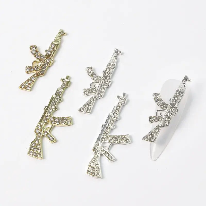 Nail Charm Gun Design with Diamond 3D 8pcs/bag - Premier Nail Supply 