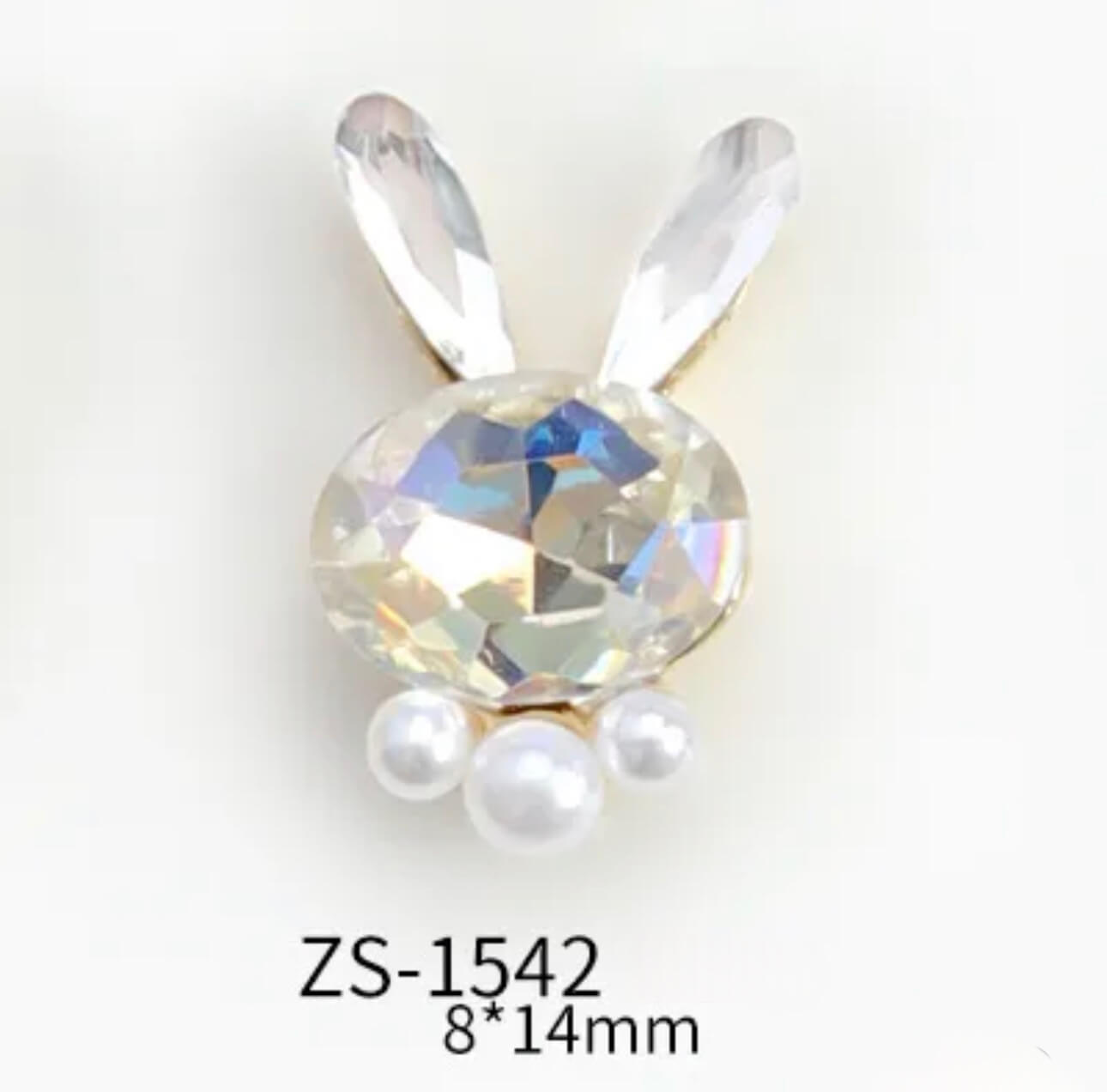 Nail Charm 3D Rhinestone Bunny Pearl 2 pcs/bag - Premier Nail Supply 