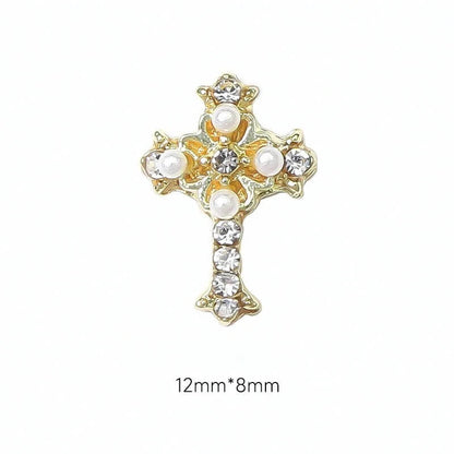 Nail Charm 3D Cross Diamond Pearl 2 pcs/bag - Premier Nail Supply 