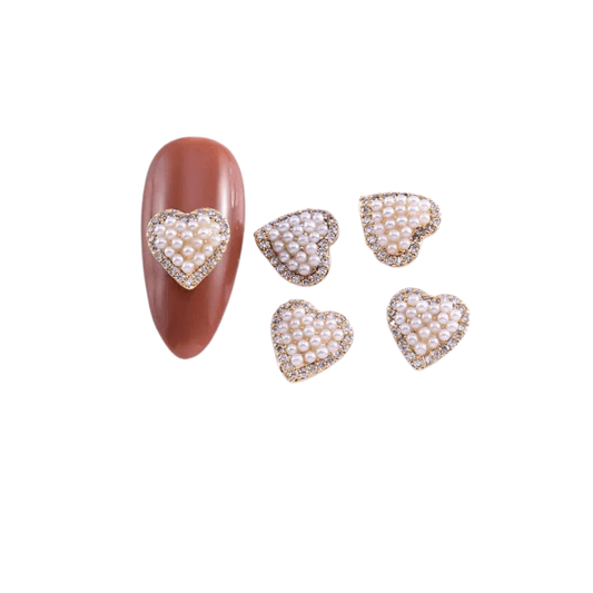 Nail Charm Diamond Heart Full Pearl 2 pcs/bag - Premier Nail Supply 