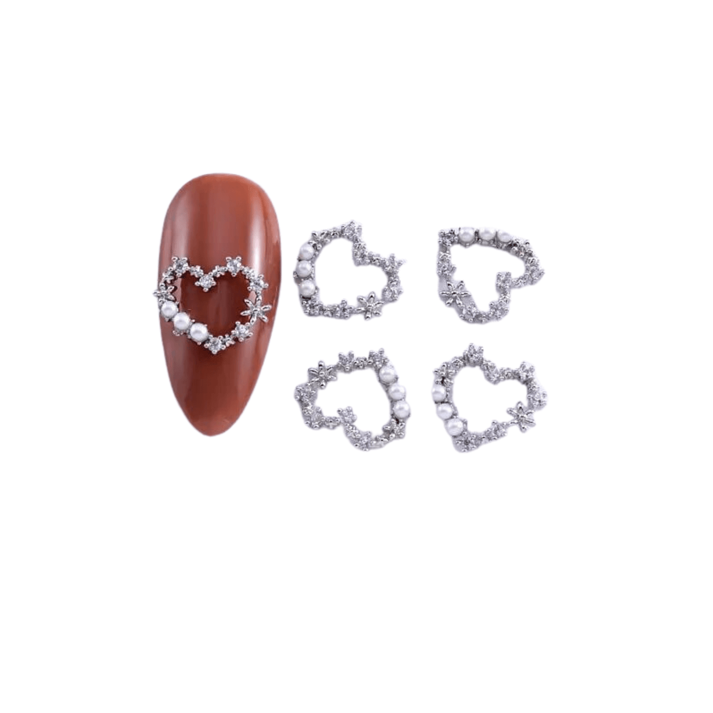 Nail Charm Diamond Heart Pearl 2 pcs/bag - Premier Nail Supply 