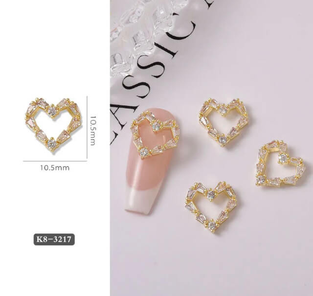 Nail Charm 3D Diamond Heart 1 pcs/bag - Premier Nail Supply 