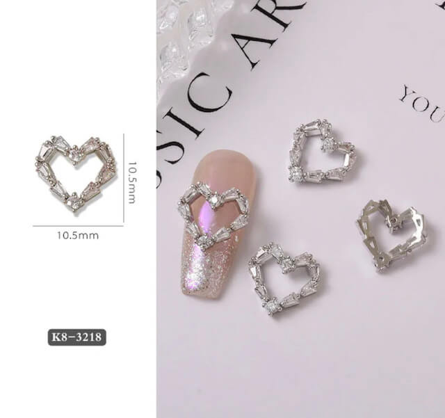 Nail Charm 3D Diamond Heart 1 pcs/bag - Premier Nail Supply 