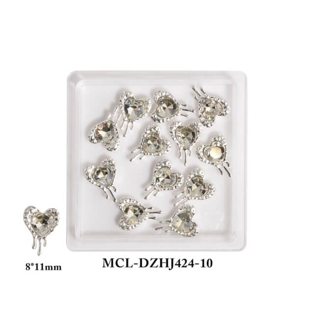 Nail Charm Rhinestone Heart 12pcs/bag - Premier Nail Supply 