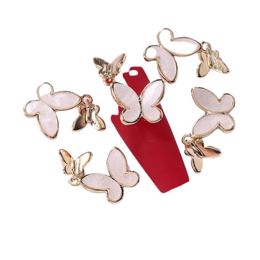 Nail Charm 3D Double Butterfly Seashell 2pcs/bag - Premier Nail Supply 