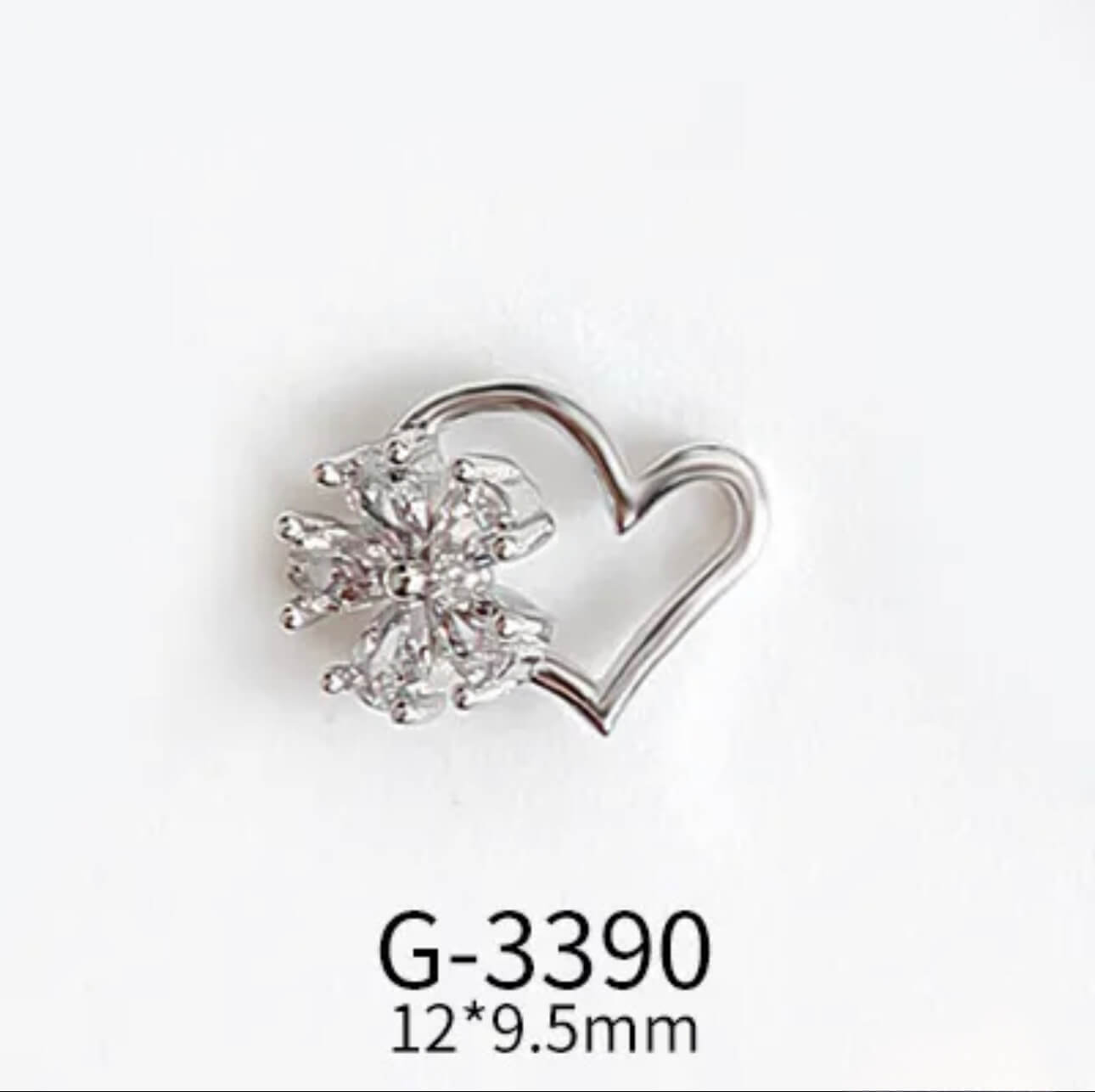 Nail Charm 3D Heart with Diamond Flower 2 pcs/ bag - Premier Nail Supply 