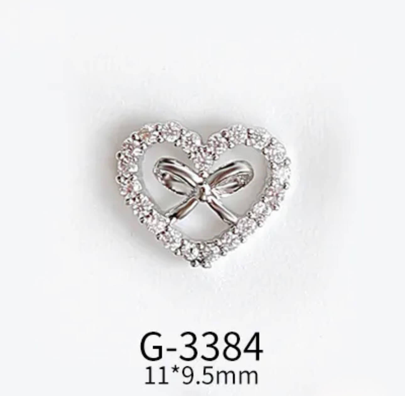 Nail Charm 3D Dimond Heart with Bow 2 pcs/bag - Premier Nail Supply 