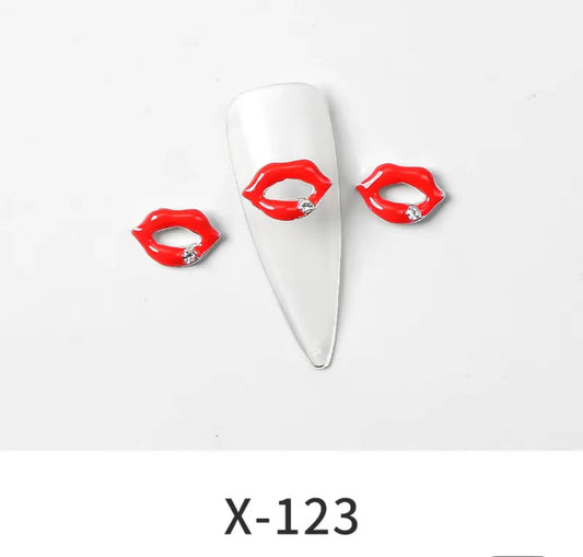 Nail Charm 3D Red Lip with Diamond 2 pcs/bag - Premier Nail Supply 