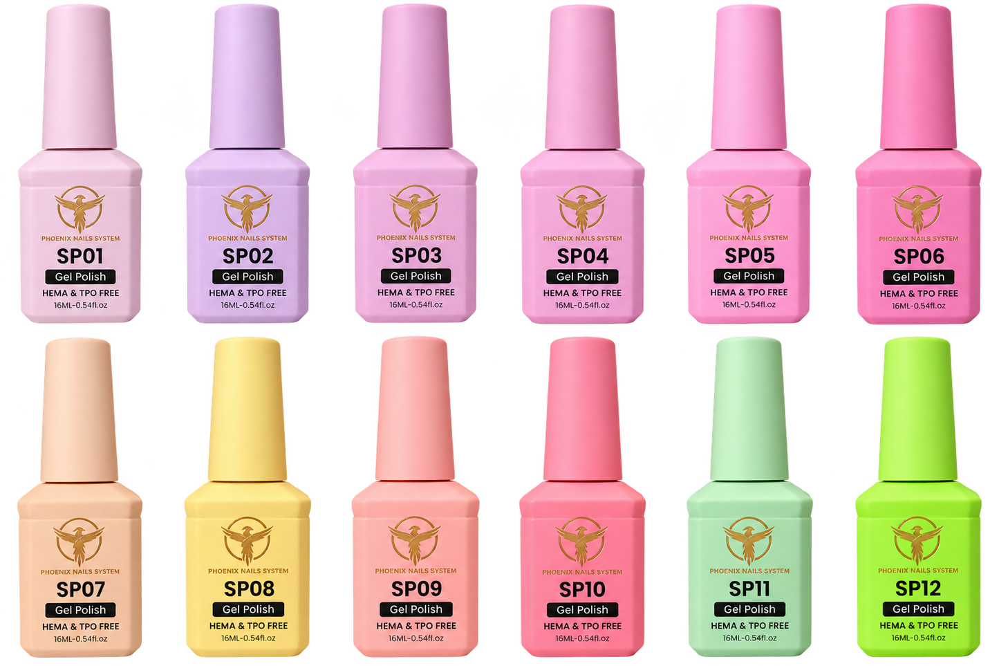 Phoenix Gel Polish HEMA/TPO FREE SPRING COLLECTION – 24 Vibrant Gel Polish Shades