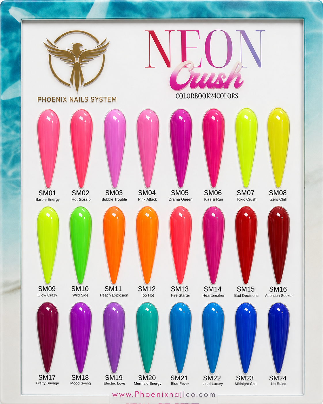 Phoenix Gel Polish HEMA/TPO FREE NEON CRUSH COLLECTION – 24 Vibrant Gel Polish Shades (Copy)