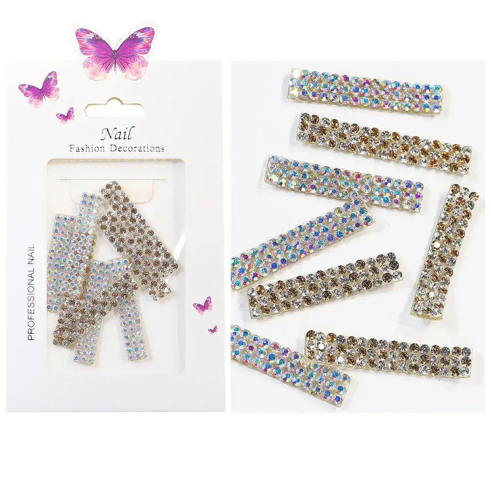 3D Rhinestone Nail Charm Row Design 8pcs/bag - Premier Nail Supply 