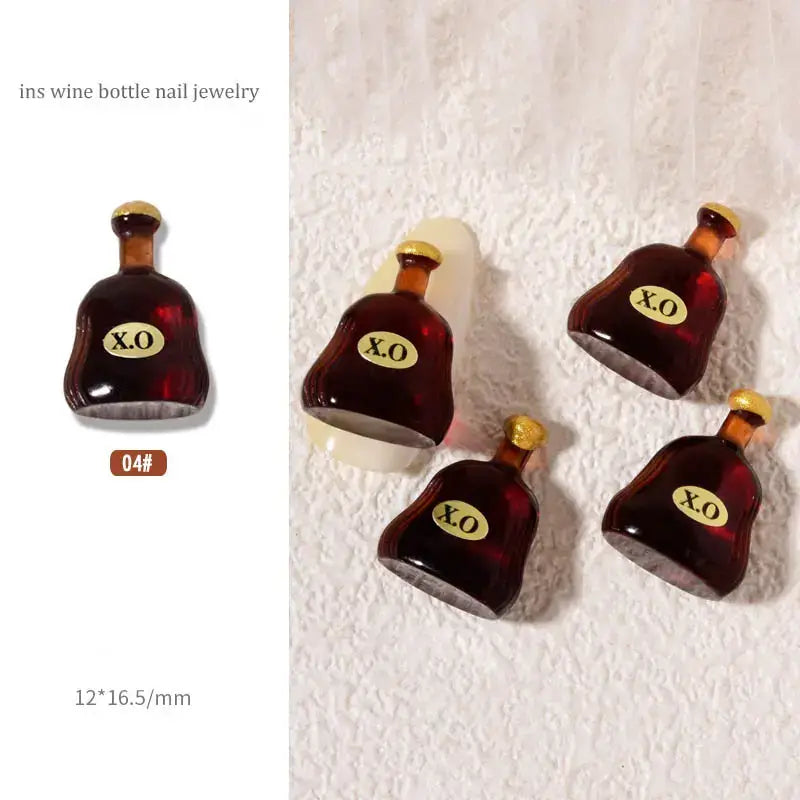 3D Resin Nail Charm Wine Bottle 3pcs/bag - Premier Nail Supply 