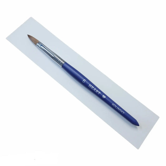 Heart Acrylic Nail Brush Kolinsky Blue size 06