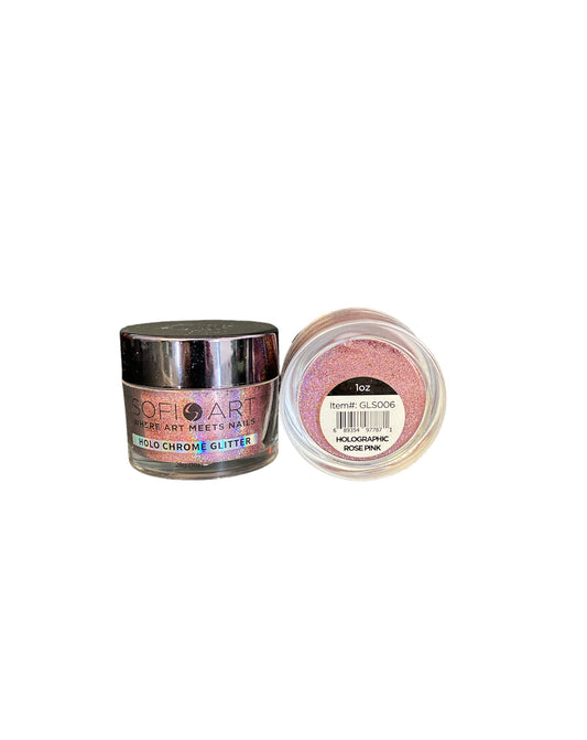 Sofi Art - Holographic Rose Pink Chrome Glitter 1 oz - #GLS006 - Premier Nail Supply 