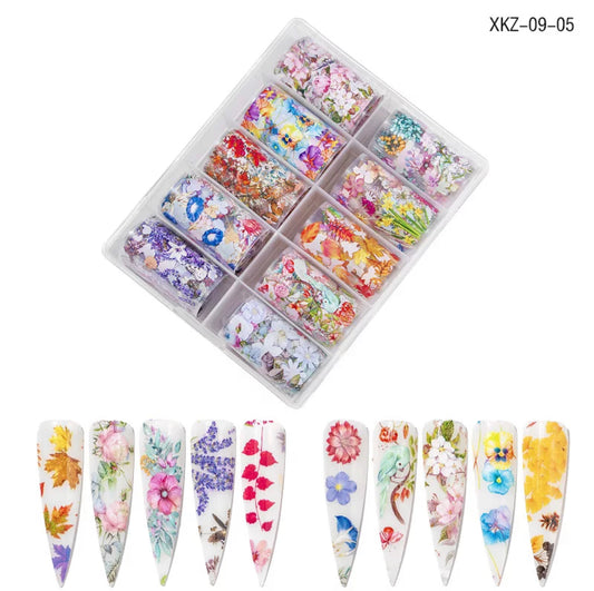 Nail Foil Fall & Spring Flowers Design XKZ-09-05 - Premier Nail Supply 