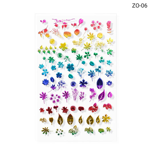 Colorful Mix Leaf & Flowers Design ZO-06 - Premier Nail Supply 