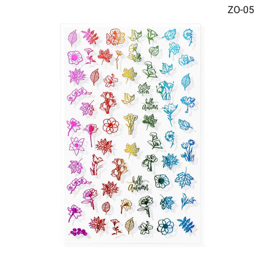Colorful Flowers Design Sticker ZO-05 - Premier Nail Supply 