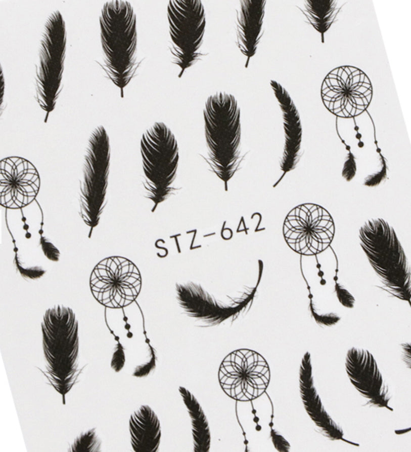 Black Feathers Sticker STZ-642 - Premier Nail Supply 