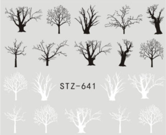 Black and White Tree Design STZ-641 - Premier Nail Supply 