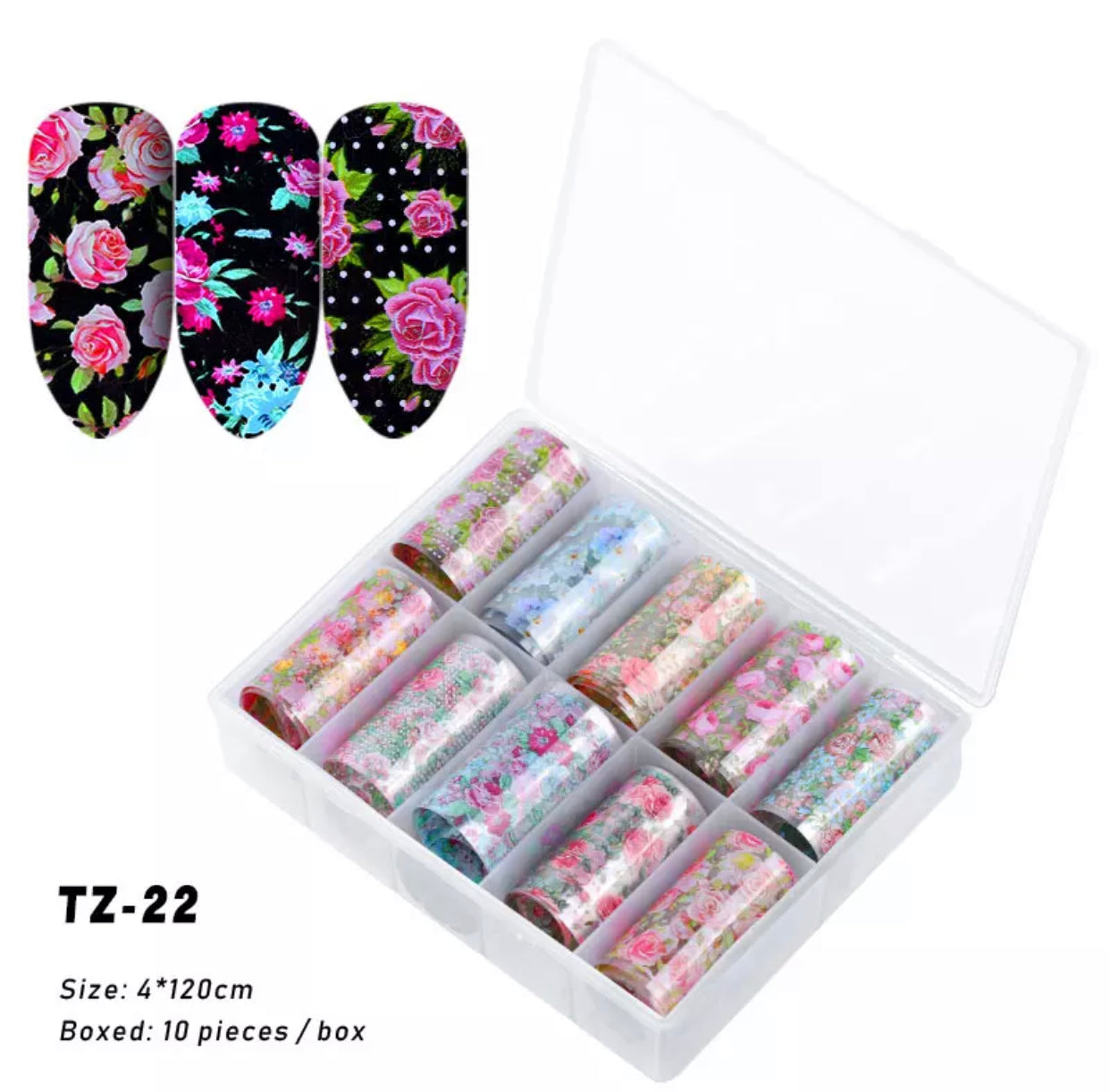 Transparent Roses Foil Design TZ 22 - Premier Nail Supply 