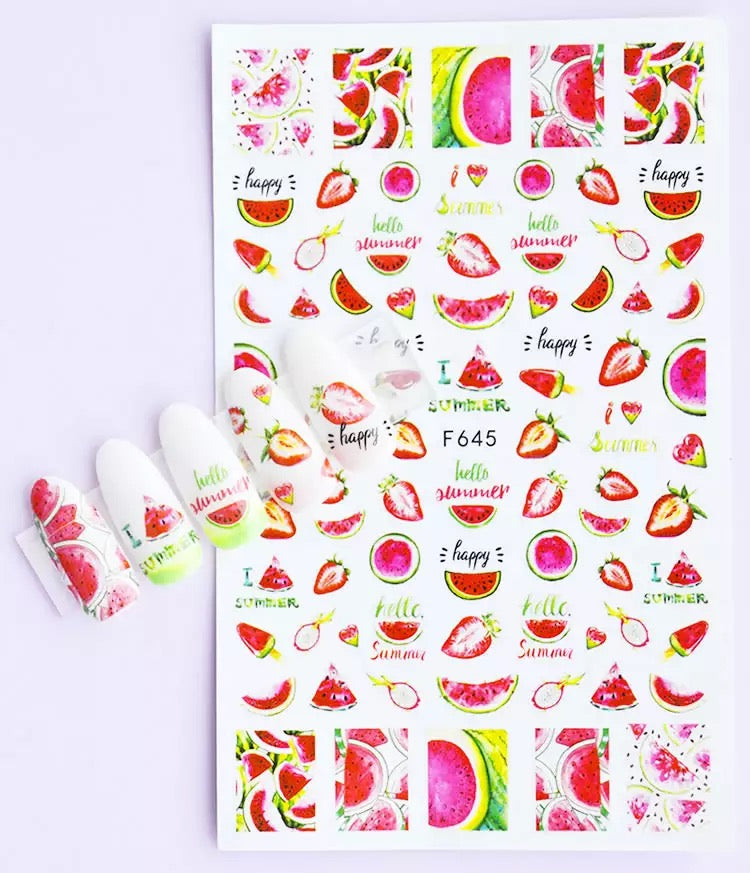 Colorful Mix Fruit. Sticker  F645 - Premier Nail Supply 