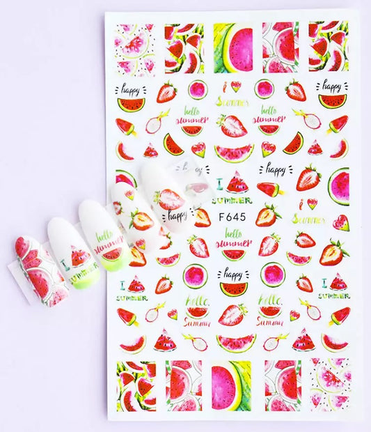 Colorful Mix Fruit. Sticker  F645 - Premier Nail Supply 