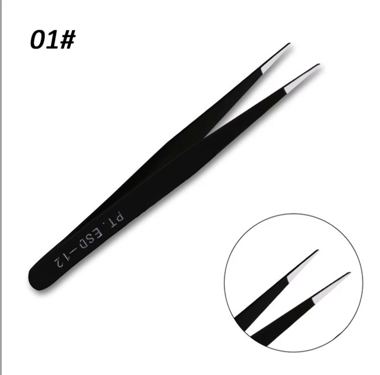 Eyelash Tweezers Black - #PT.ESD-12 - Premier Nail Supply 