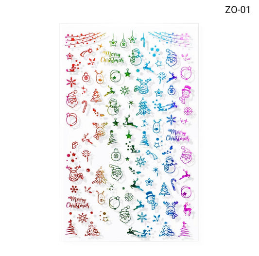 Colorful Christmas Design Sticker ZO-01 - Premier Nail Supply 
