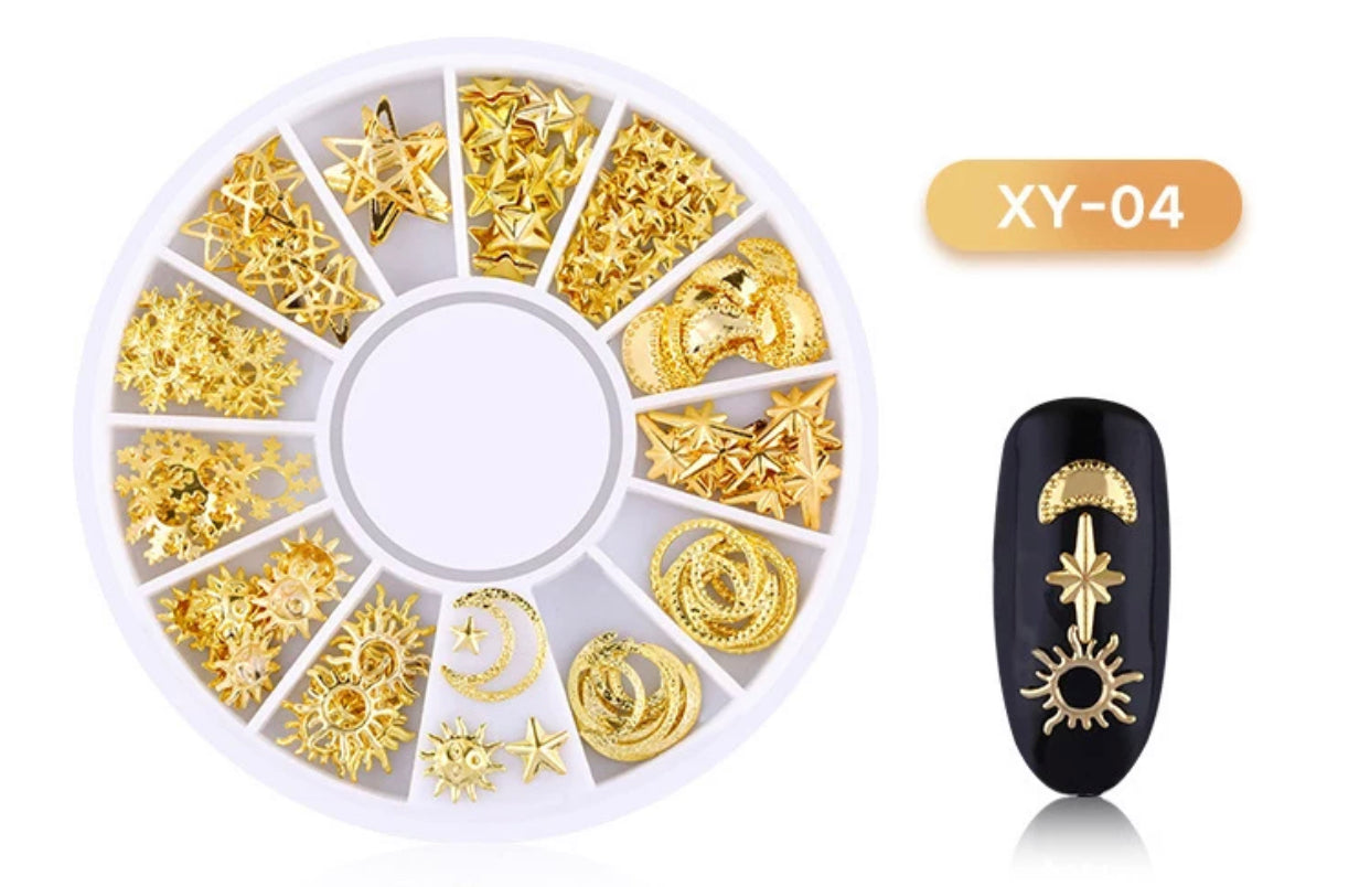 Gold Sequins Sun 3D Design XY-04 - Premier Nail Supply 