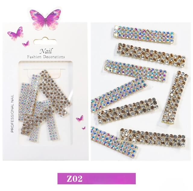 3D Rhinestone Nail Charm Row Design 8pcs/bag - Premier Nail Supply 