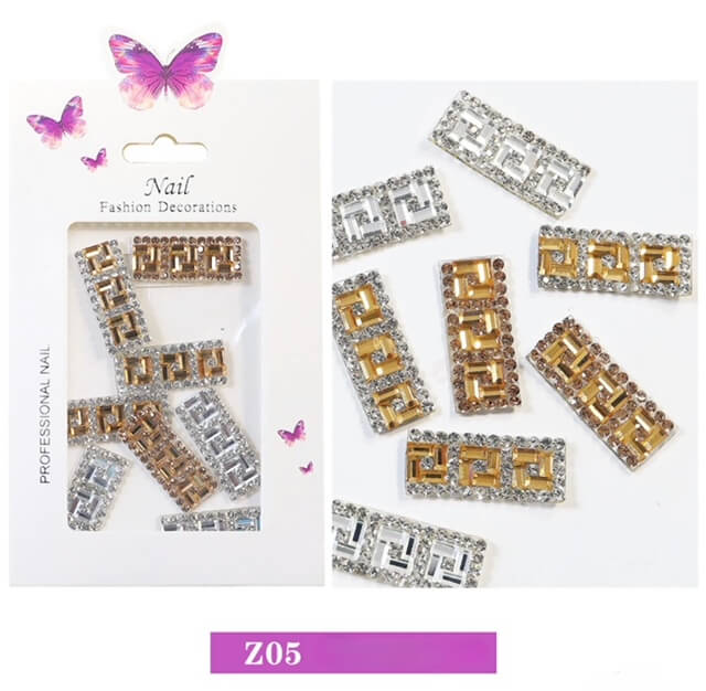 3D Rhinestone Nail Charm Row Design 8pcs/bag - Premier Nail Supply 