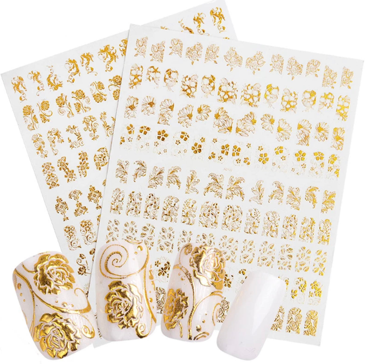 Gold Bronzing Mix Flower  3D Design / 20pcs 1pack - Premier Nail Supply 